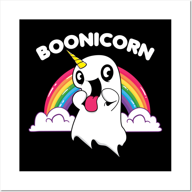 Boonicorn Cute Unicorn Rainbow Ghost Halloween Costume Wall Art by HCMGift